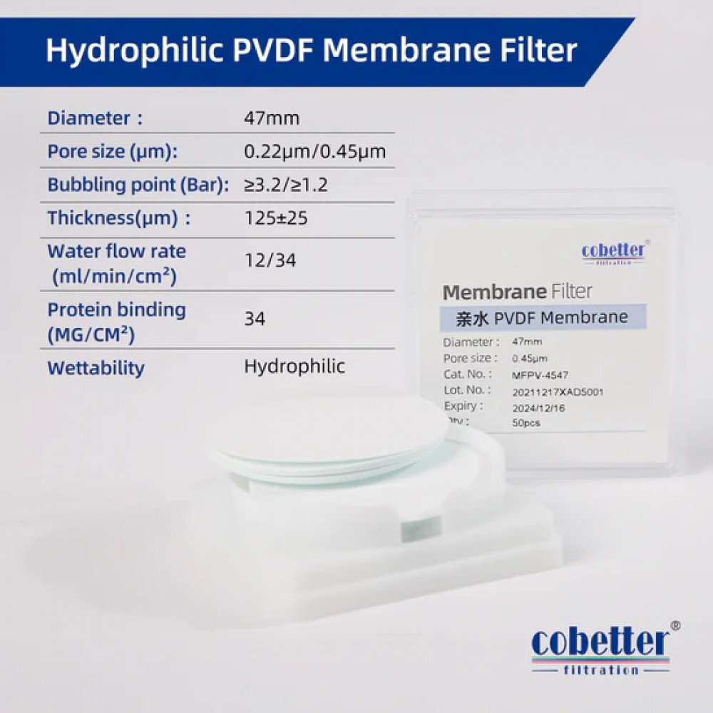  Filtros de Membrana de Disco de PVDF Hidrof&iacute;lico