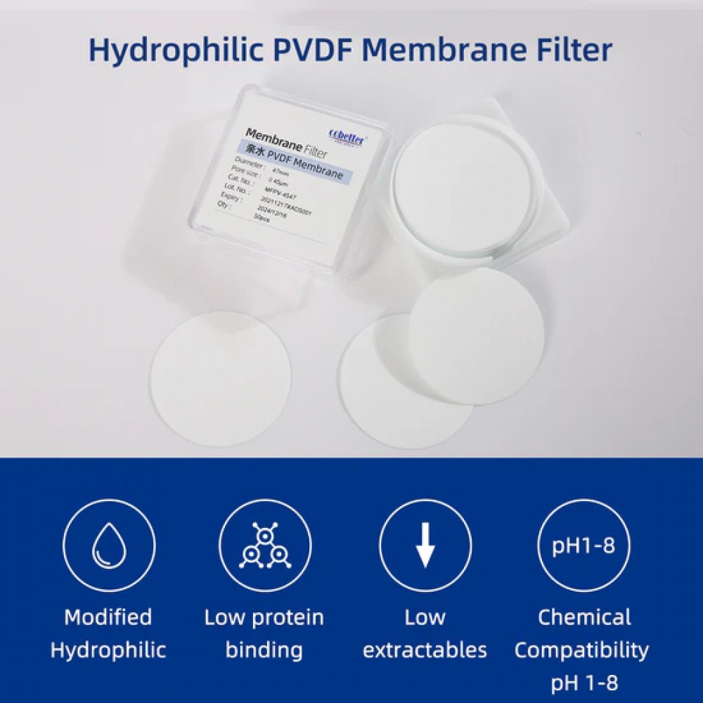  Filtros de Membrana de Disco de PVDF Hidrof&iacute;lico