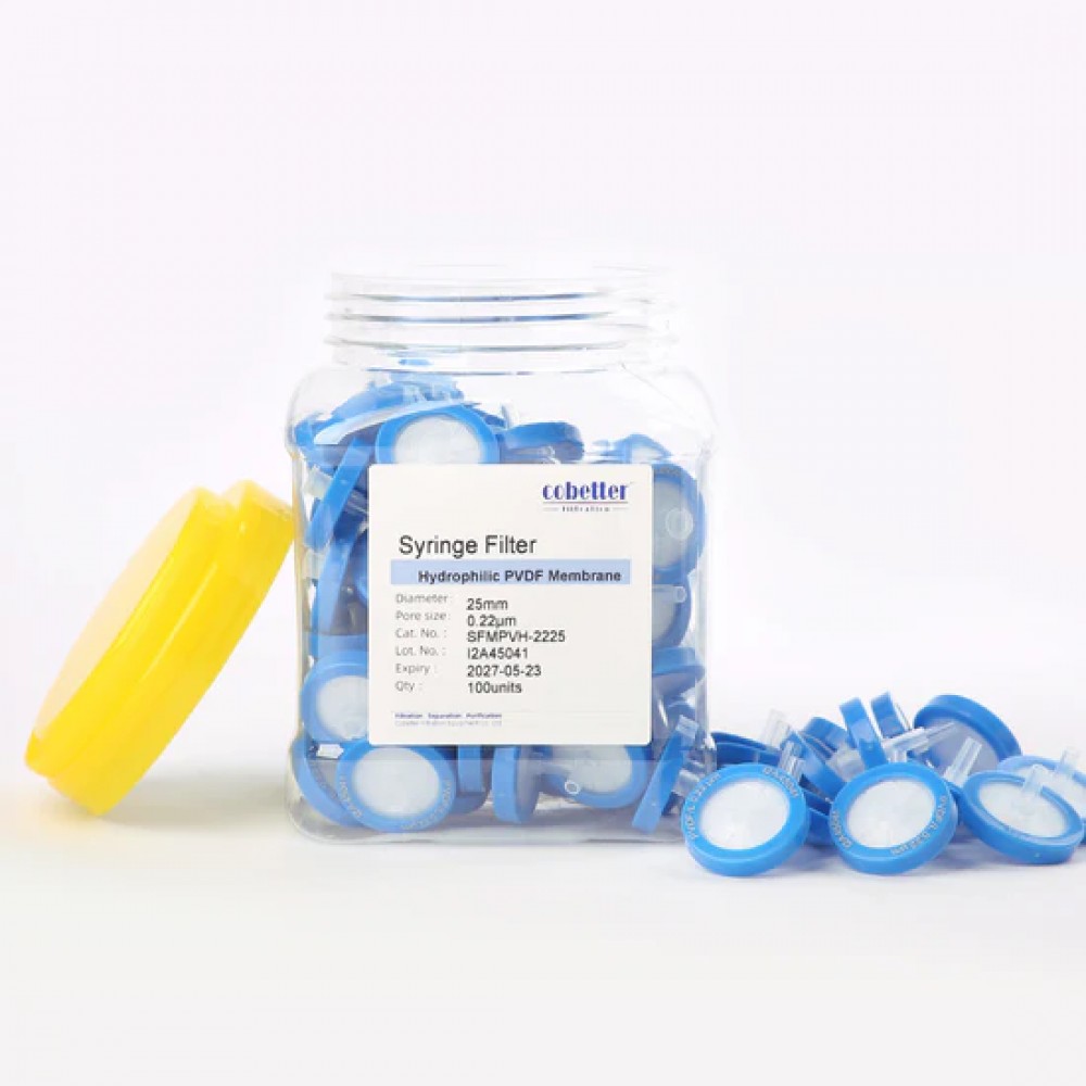Filtros de Seringa de PVDF Hidrof&iacute;lico Azul N&atilde;o Est&eacute;reis