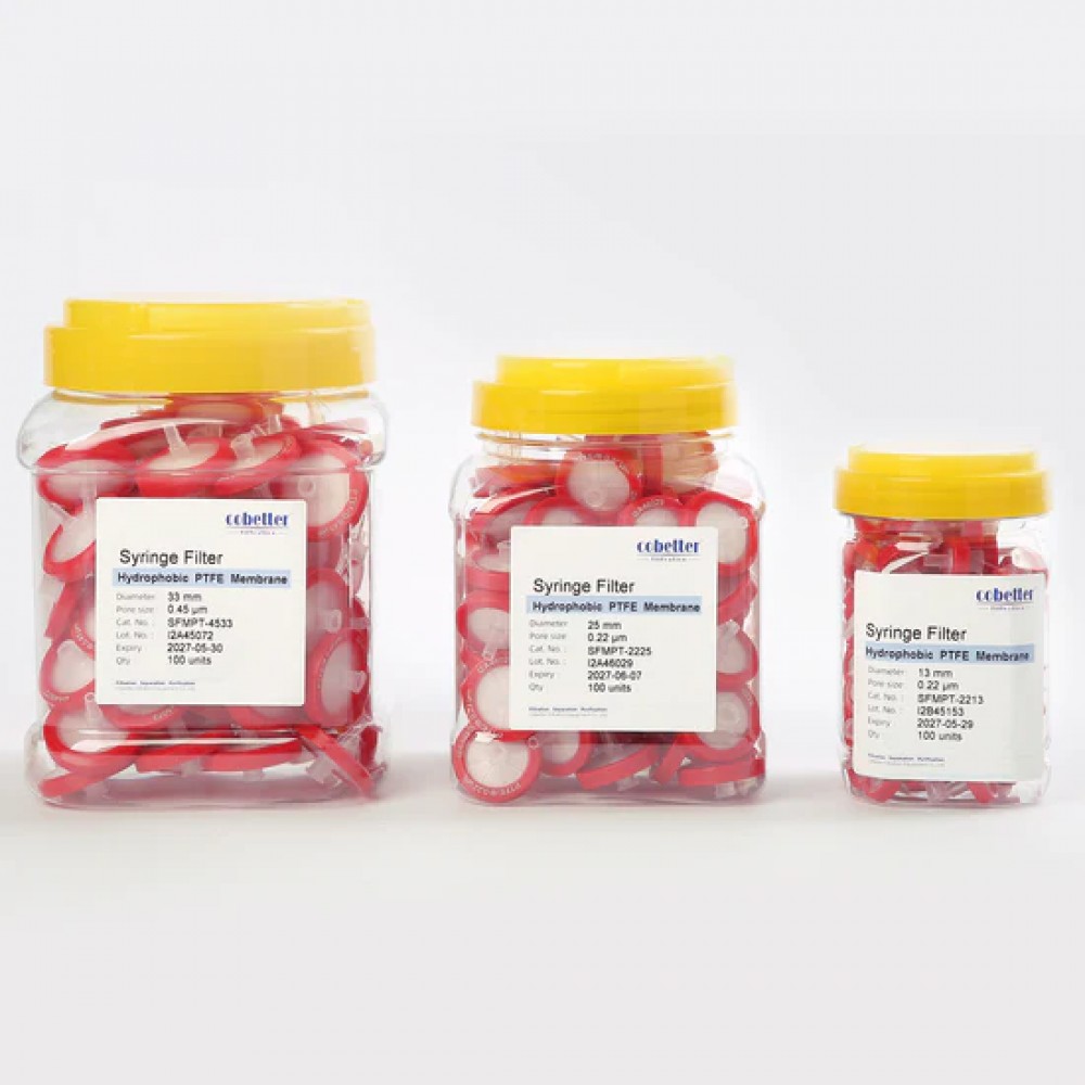 Filtros de Seringa de PTFE Hidrof&oacute;bico Vermelho N&atilde;o Est&eacute;reis