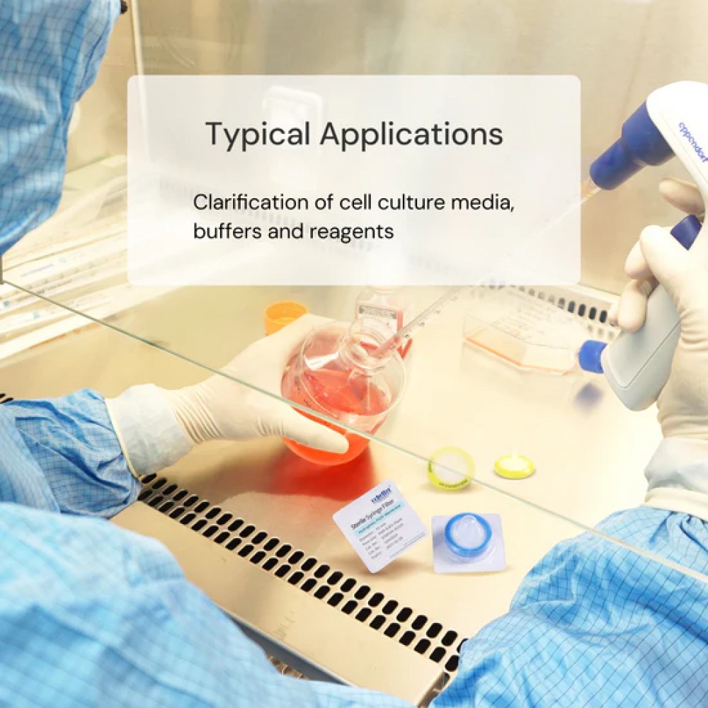 Filtros de seringa PES 0,45/0,8/1,2&mu;m est&eacute;reis, para clarifica&ccedil;&atilde;o