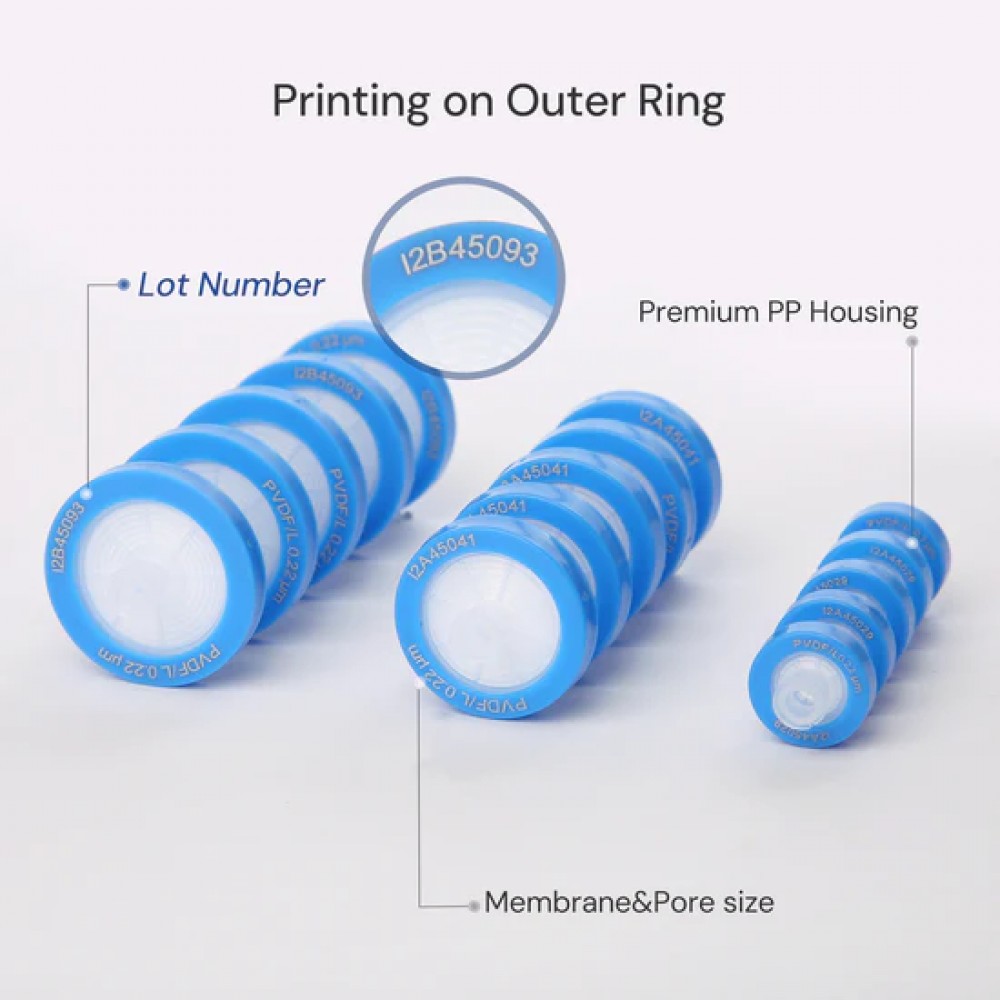 Filtros de Seringa de PVDF Hidrof&iacute;lico Azul N&atilde;o Est&eacute;reis